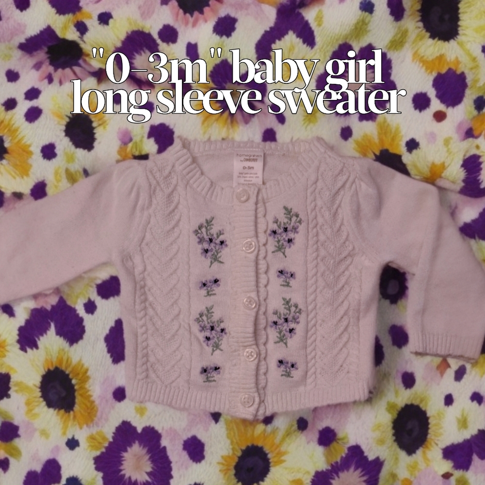 "0-3m" NWOT baby girl white cotton sweater 👶💜